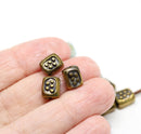Antique brass small rectangle beads 8pc