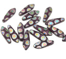 15pc Matte purple dagger czech glass beads, 15pc