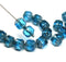8mm Indicolite blue cathedral Czech glass fire polished beads, silver ends - 10Pc