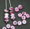 4x7mm Bright pink Czech glass rondelle fire polished beads, 20pc