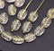 10x7mm Puffy oval clear czech glass pressed beads, gold wash, 20pc