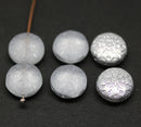 Matte silver czech glass snowflake beads - 6pc