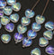 8mm Crystal clear heart Czech glass pressed beads, 30Pc