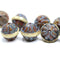 Picasso Beige brown large bicone carved Czech glass beads fire polished