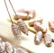 14x7mm Beige long barrel czech glass beads, copper wash, 15Pc