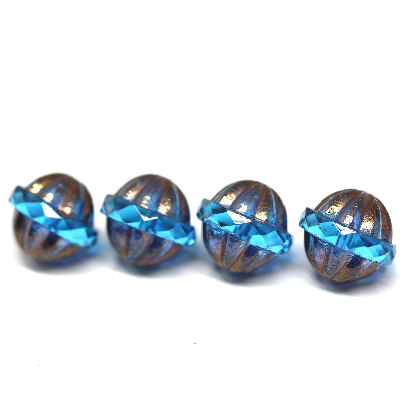 Czech glass aqua blue large fancy bicone beads for jewelry designs
