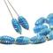 14x7mm Blue beige long barrel czech glass beads, 15Pc