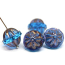 Czech glass aqua blue large fancy bicone beads for jewelry designs