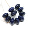 Dark blue puffy rondelle czech glass pressed beads jewelry DIY