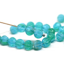 6mm Blue green mixed color melon czech glass beads - 30Pc