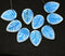 12x16mm White blue side drilled leaf beads, 10pc