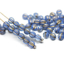 4mm Frosted blue Gold wash melon shape glass beads - 50pc