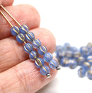 4mm Frosted blue Gold wash melon shape glass beads - 50pc