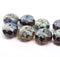 7x11mm Blue purple picasso rondelle Czech glass beads fire polished, 8pc
