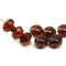 7x11mm Dark topaz rondelle Czech glass beads fire polished, 8pc