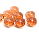 7x11mm Peach rondelle Czech glass beads fire polished, 8pc