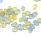 4x6mm Frosted blue yellow small drops czech glass - 50Pc