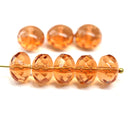 7x11mm Peach rondelle Czech glass beads fire polished, 8pc