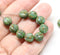 8mm Picasso green round Czech glass beads, Melon shape - 15pc