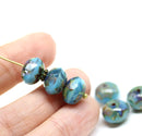 7x11mm Blue mixed picasso rondelle Czech glass beads fire polished, 6pc