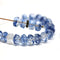 Clear blue czech glass fire polished rondelle beads DIY jewelry