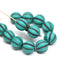 8mm Turquoise green round Czech glass beads, Melon shape - 15pc