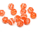 2.5mm hole orange stripes 8mm melon shape beads - 15pc