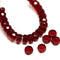 Dark red rondelle beads, fire polished czech glass - 6x3mm