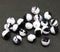 8mm Black and white czech glass fire polished round beads - 10pc