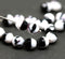 8mm Black and white czech glass fire polished round beads - 10pc
