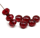 7x11mm Dark red rondelle Czech glass beads fire polished, 8pc