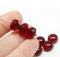 7x11mm Dark red rondelle Czech glass beads fire polished, 8pc