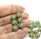 9mm Green czech glass beads purple inlays Daisy floral beads, 20Pc
