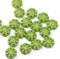 9mm Green czech glass beads copper inlays Daisy floral beads, 20Pc