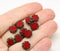 9mm Dark red flower czech glass flat daisy beads picasso finish - 10pc
