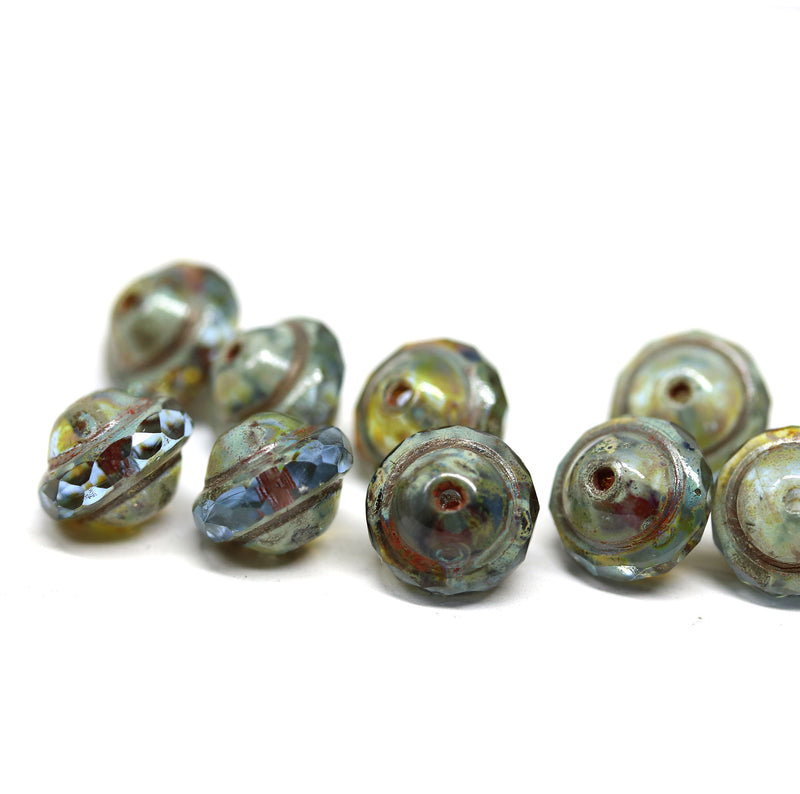 Montana blue saucer czech glass beads, UFO shape bicone DIY jewelry