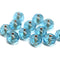 6x8mm Aqua blue czech glass fire polished rondelle beads, copper holes - 12Pc