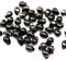 5x7mm Jet black teardrops pressed Czech glass beads, gold wash, 50pc