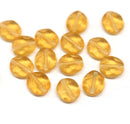 9x8mm Yellow flat oval wavy czech glass beads, 15Pc