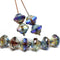 Blue purple saucer czech glass beads, UFO shape bicone DIY jewelry