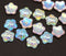 10mm Crystal clear czech glass flower caps, AB coating, 10Pc