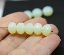 7x11mm Opal yellow puffy rondelle Czech glass beads, 8pc