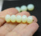 7x11mm Opal yellow puffy rondelle Czech glass beads, 8pc