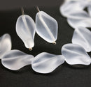 19x13mm Frosted clear oval Czech glass large wavy beads - 6Pc