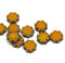 9mm Dark orange flower czech glass flat daisy beads picasso finish - 10pc