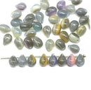 5x7mm Gray glass drops Mixed color small teardrop czech glass - 30pc