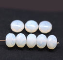 7x11mm Opal white puffy rondelle Czech glass beads, 8pc