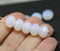 7x11mm Opal white puffy rondelle Czech glass beads, 8pc