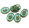14x10mm Blue picasso Czech oval beads - 6Pc