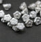 7mm Silver button style flower beads, 25pc